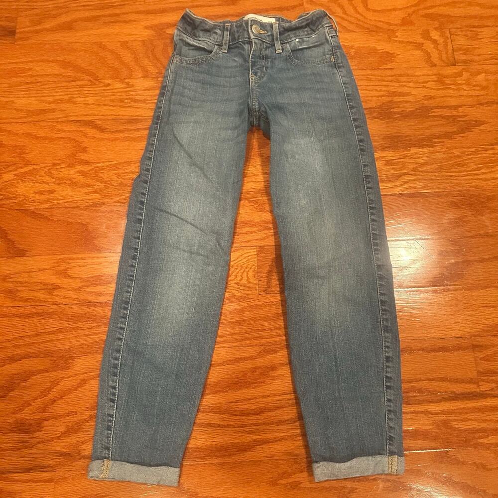 Abercrombie Kids Mid Rise Boyfriend Jeans sz 7/8 LONG adjustable waist
